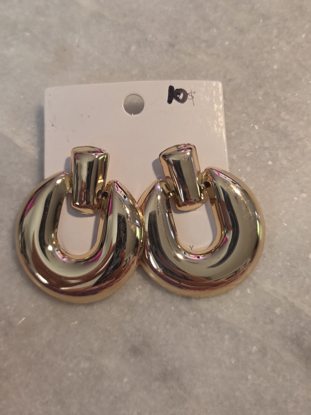 Fashion Jewelry Shiny Gold Chunky Hoop Drop Earrings